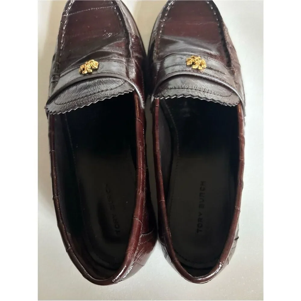 Tory Burch Classic JESSA LOAFER in Dark Brown Eel Size 5.5 ~ Perfect